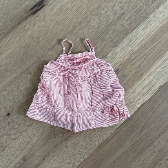 Old Navy Girls Red and White Striped Ruffle Spaghetti Strap Tank Top Size 12M - Picture 2 of 10